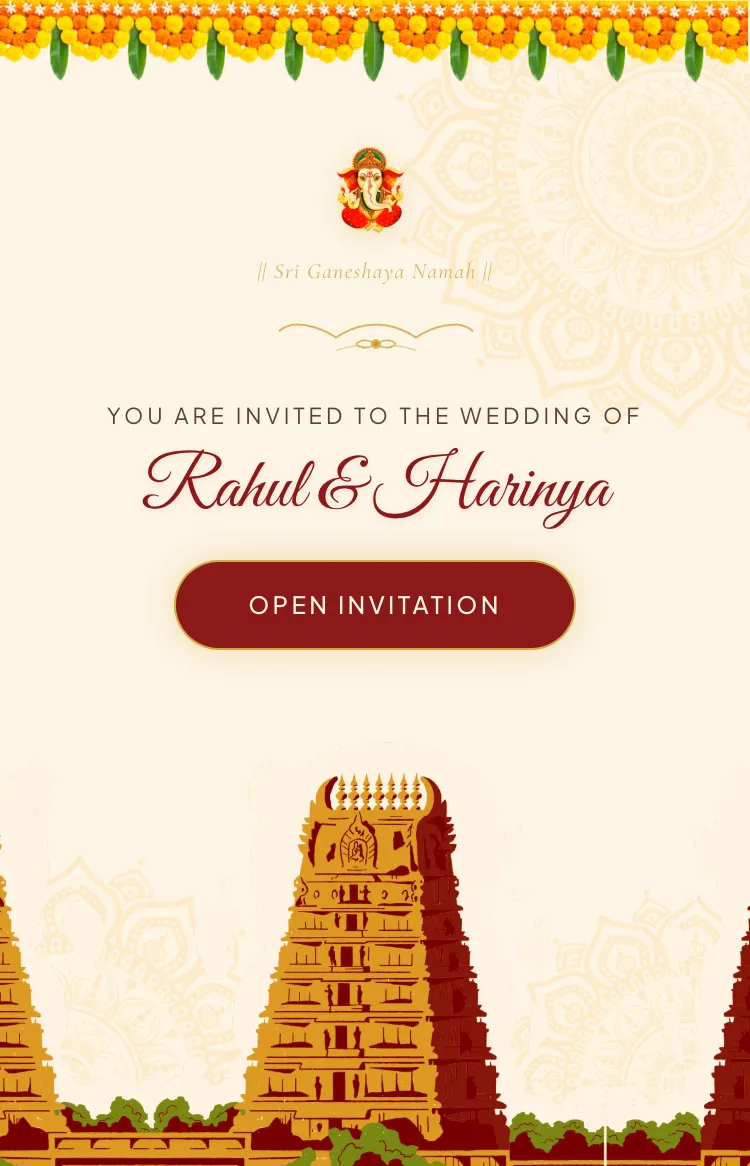 South Indian wedding invitation preview